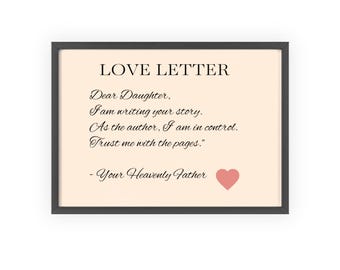 Christian Love Letter Print Poster | Framed Wooden Frame, Inspirational Father Message