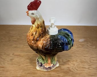 Vintage Ceramic Rooster Soap Dispenser, Farmhouse Kitchen Decor, Allure 1999 Pump