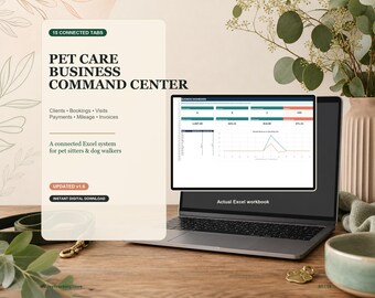 Pet Sitting Business Excel Tracker for Clients, Bookings, Payments, Mileage and Invoices