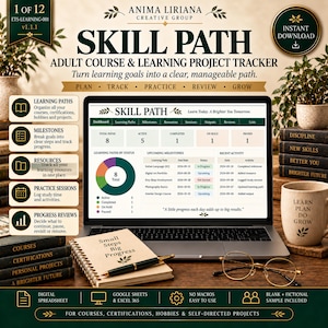 Adult Learning Project Tracker Spreadsheet | Course Planner for Excel & Google Sheets