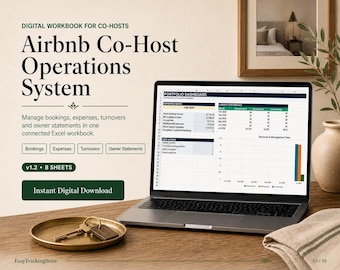 Airbnb Co-Host Spreadsheet | STR Booking, Expense, Turnover & Owner Statement Excel Template