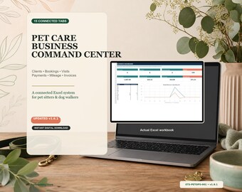 Pet Sitting Business Excel Tracker for Clients, Bookings, Payments, Mileage and Invoices