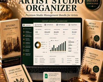 All-in-One Artist Studio Organizer, Digital Business Bundle (Excel, Google Sheets, Printables),(Instant Download)