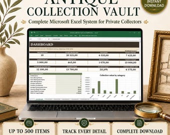 Antique Collection Inventory Spreadsheet for Excel | Provenance, Insurance, Heirloom & Estate Records