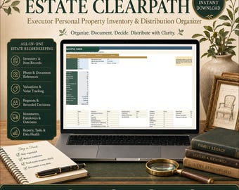 Estate Executor Inventory Spreadsheet | Personal Property Distribution Tracker (Excel)