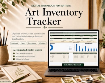 Art Inventory Tracker for Artists | Excel Sales, Commission & Refund Spreadsheet