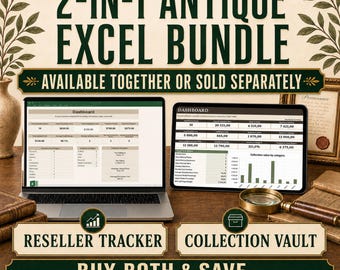 Antique Reseller Inventory Spreadsheet Bundle | Excel Sales & Profit Tracker + Collection Vault