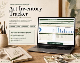 Art Inventory Tracker for Artists | Excel Sales, Commission & Refund Spreadsheet