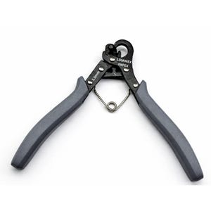 May include: A pair of gray handled pliers with a black metal head and a silver spring. The pliers have the text "LUMINEX IMPEX" printed on the head and "1.5mm" printed on the side.