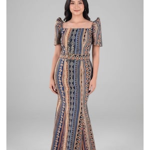 modern inabel dress Modern Filipiniana Inabel Bodycon Dress for our Client 180 weave selections to choose from We customize from XS-Plus size You may send in your desired design/cut for us to customize We