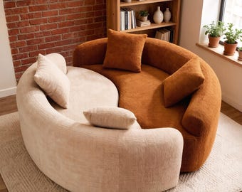 Curved Modular Chenille Sofa | S Shape Sectional for Small Studio Apartment | Pet Friendly Stain Resistant Minimalist Couch