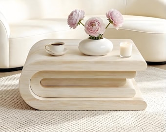 Stacked Layered Irregular Organic Coffee Table | Engineered Wood | Father’s Day & Office Boss Gift