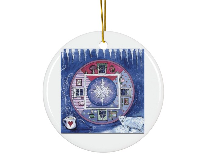 Ceramic Tree Ornaments, Festive Holiday Decor, Winter Decorations, Gift for Christmas, 2-Sided Prints