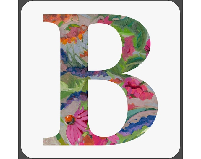 Floral Initial Satin Poster | Wall Art Print, Personalized Decor, Gift for Her, Living Room Art, Custom Name Wall Decor