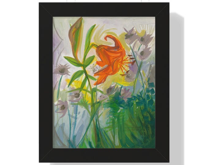 Framed Floral Art Poster, Vibrant Flower Wall Decor, Nature-Inspired Home Decor, Botanical Print, Gift for Garden Lovers, Spring Decor