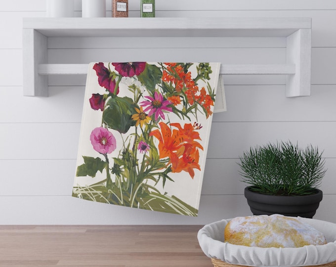 Floral Cotton Tea Towels | Vibrant Kitchen Decor, Gift for Garden Lovers, Home Essentials, Mother's Day or Housewarming Gift