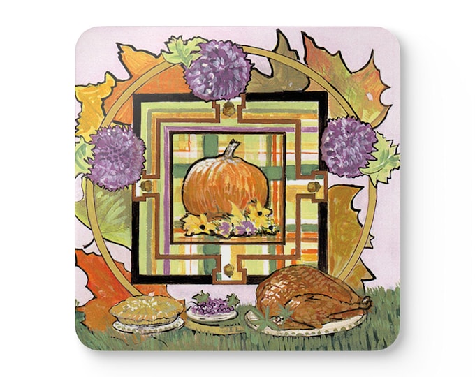 Autumn Harvest Coaster Set - Fall Decor, Thanksgiving Gifts, Home Accessories, Pumpkin Design Coasters, Unique Tableware