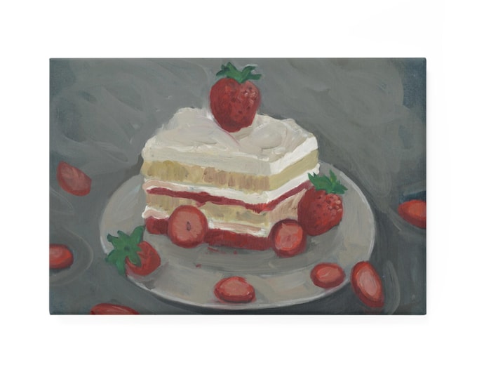 Delightful Strawberry Cake Magnet, Kitchen Decor, Perfect Gift for Bakers, Fun Refrigerator Magnet, Home Accessories, Strawberry Lovers