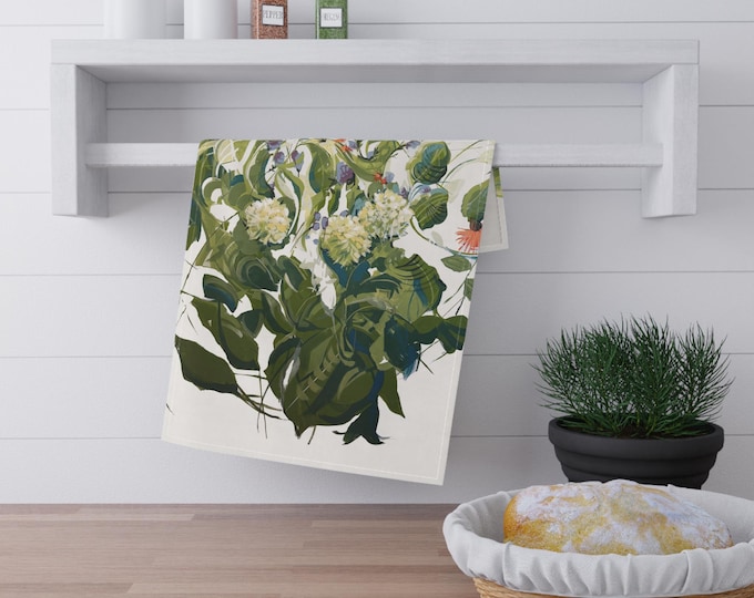 Botanical Tea Towels - Elegant Kitchen Décor, Floral Design, Gift for Gardeners, Housewarming, Eco-Friendly Household Essentials