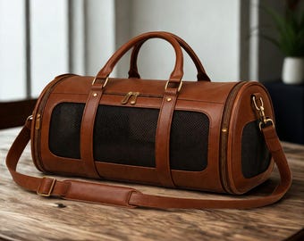 Bolsa de transporte de piel para mascotas, bolsa de viaje para perros, transportín transpirable para gatos, elegante bolsa de viaje para mascotas aprobada por aerolíneas