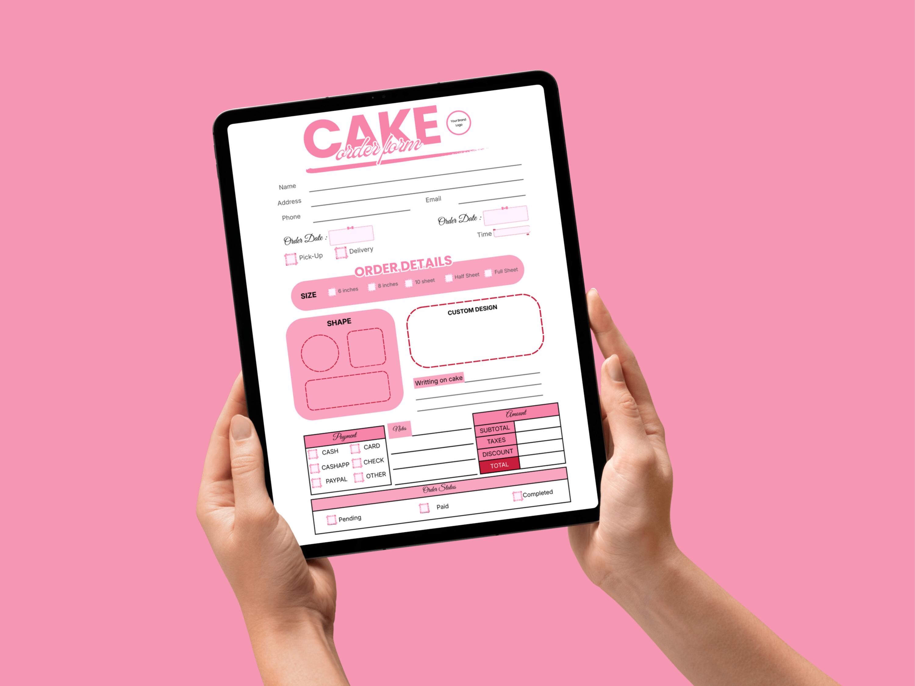 Editable Cake Order Form Canva Template Bakery Invoice Printable Custom ...