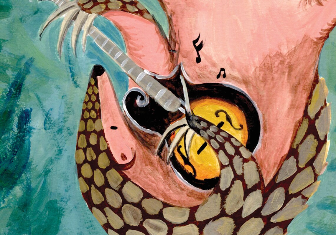 Pangolin Pickin' the Mandolinprintablechildren's Illustrationobscure