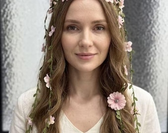 Corona romantica per capelli, corona di fiori da ballo con viticci, cerchietto da sposa boho