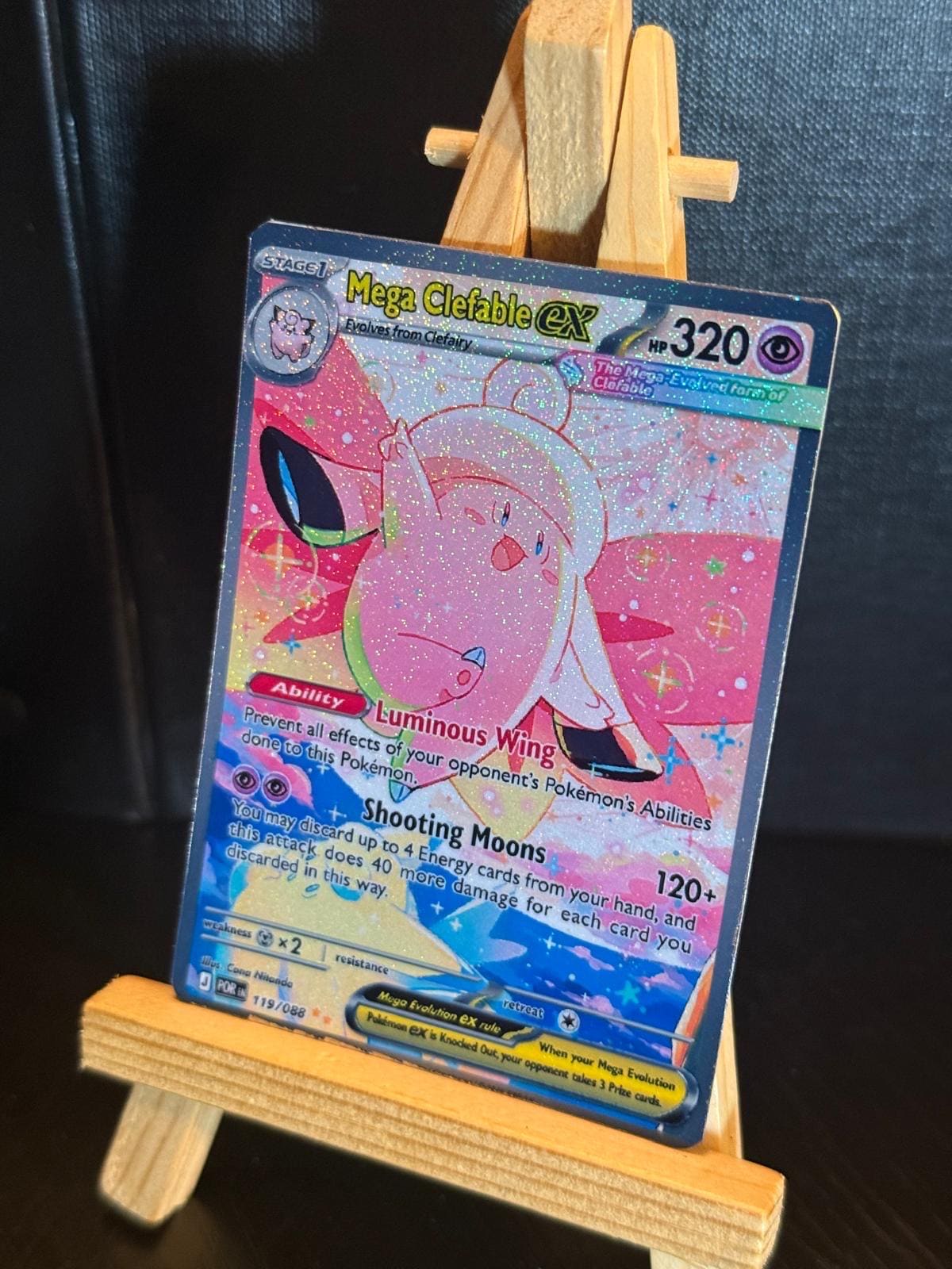 clefable pokemon card - 036/165 - Pokemon 151 - Reverse Foil Psychic Wondrous Moon (170) You may move any amount of [P] Energy from your Pokemon to your other Pokemon in any way you like. ME03: Perfect Order Mega Clefable