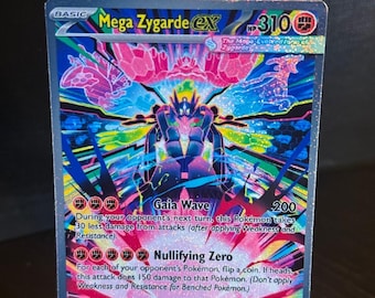 Carta Pokémon Mega Zygarde EX Gold Secret hecha a mano en perfecto orden.