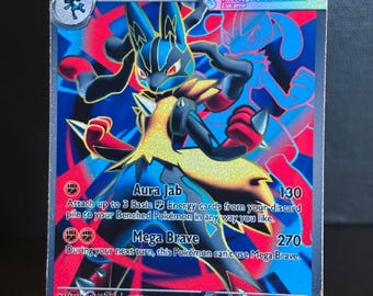 Mega-Lucario-EX-Pokémon-Karte, handgefertigt, Aufgestiegene Helden
