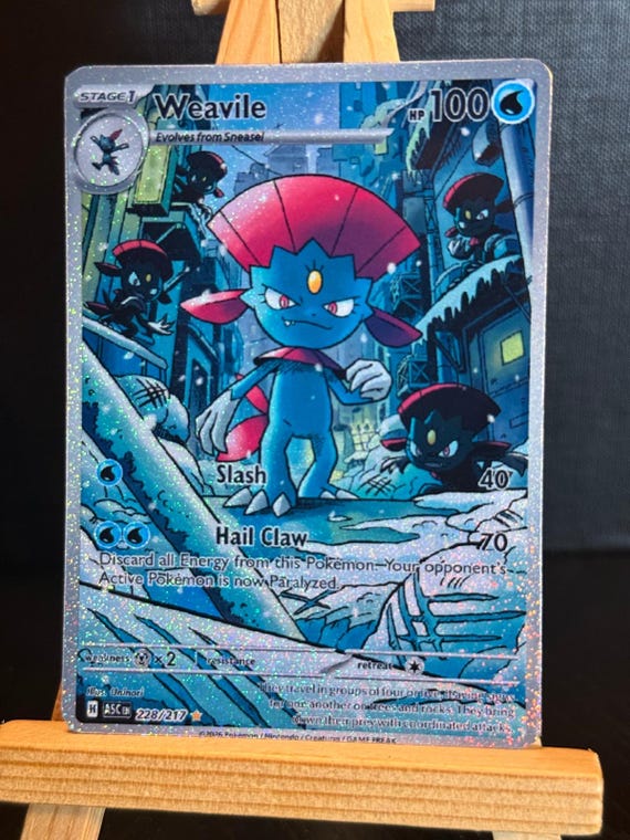 weavile pokemon card Pokémon TCG: Mega Evolution—Phantasmal Flames Triple Pack (1 Foil Promo & 3 Booster Packs) : Toys & Games Evolves from Sneasel Weavile (Cosmos Holo) 021 -