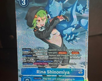 Rina Shinomiya Digimon-Karte, handgefertigt, Vollholo, BT9-112 Vollholo