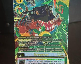 Greymon Digimon-Karte, handgefertigt, komplett holografisch, BT9-112, komplett holografisch
