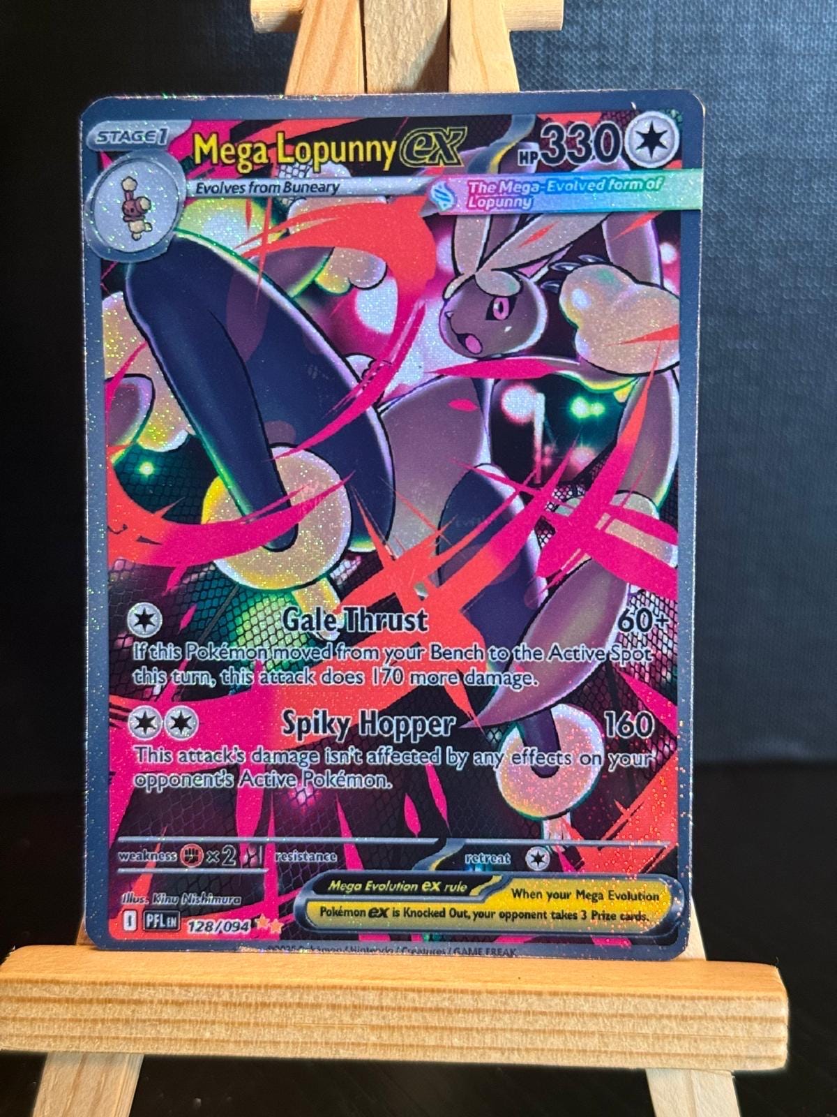 Mega Lopunny ex Pokémon-kaart, handgemaakt, spookachtige vlammen