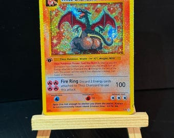 Dicke, glänzende Glurak-Pokémon-Karte, handgefertigt