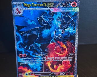 Mega charizard ex x pokemon card handmade phantasmal flames