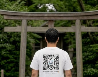 Haiku of the Day T-Shirt | Scan QR Code for Daily Haiku | Mindfulness Gift | Japanese Poetry Shirt | Gift for Writers Poets and Zen Lovers