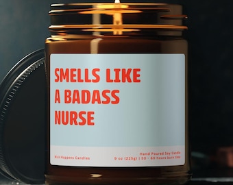 Vela con aroma a enfermera ruda, regalo divertido para graduación de enfermería, regalo para enfermera graduada, regalo para enfermera principiante, vela de regalo para graduada de la escuela de enfermería