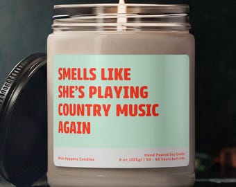 Vela con aroma a música country, regalo para amantes de la música country, regalo divertido para ella, regalo para chicas country, vela de soja.