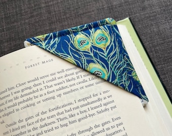 Peacock Feathers Corner Bookmark