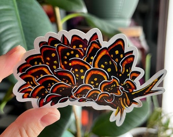 Black & Gold Sap Sucking Sea Slug DieCut Sticker | Waterproof