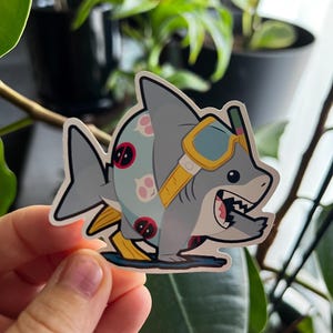 Jeff the Landshark - Swimming DieCut Sticker | Waterproof