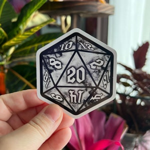 D20 Marble DieCut Sticker | Waterproof