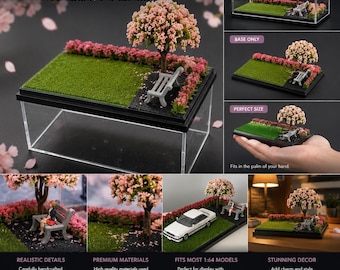 1:64 Kersenbloesemdiorama | Miniatuur vitrine met parkscène