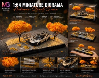 1:64 Herbst Strasse Diorama | Handgefertigte Herbstszene, JDM Display Base (mit Koffer)