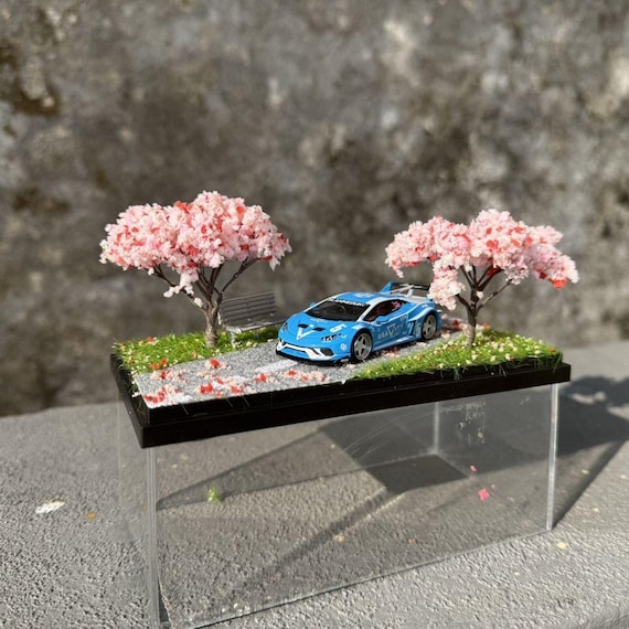 Sakura Themed Handmade 1:64 Scale Diorama Display Case for Diecast