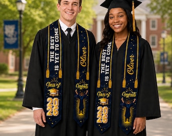 Custom Graduation Stole, Personalized Photo Sash, Class of 2026 Stole, Upload Design Stole