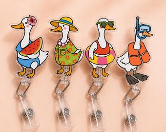 Serious Goose badge reel, Cute badge Reel, Teacher ID Holder, Funny Badge Reel, Retractable Work Badge Reel
