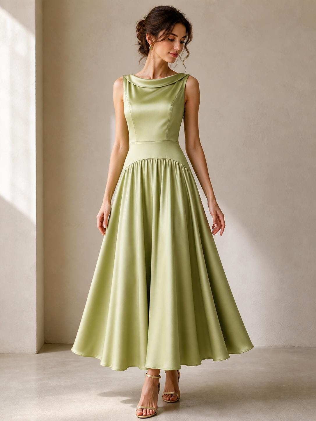slim fit dress slacks Maya Sage Green Floral Embellished Bardot Maxi Dress – Maya Deluxe main image 1