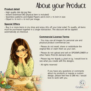 K&ouml;nnte beinhalten: Digitales Kunstbild mit dem Text "About your Product" und "Product detail". Das Bild enth&auml;lt eine Cartoon-Illustration einer Person mit Brille, einem gr&uuml;nen Kapuzenpullover und einem Stift. Das Bild enth&auml;lt auch Text &uuml;ber digitale Downloads.